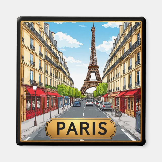 Aimant 🧲 Paris France Souvenir de voyage préféré 🗼 (Devant)