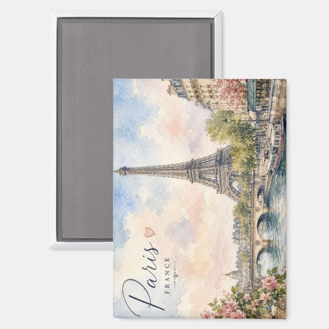 Aimant Paris France Tour Eiffel rivière seine  (Recto/Verso)