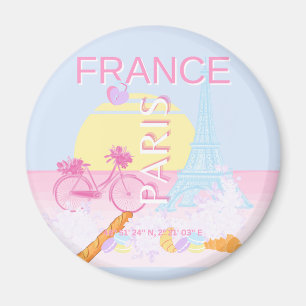 Aimant Paris, France, Travel Art, Preppy, Bleu