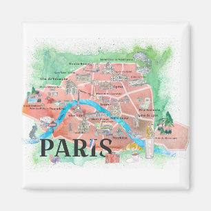 Aimant Paris France Ville De L'Amour Illustré Carte De Vo
