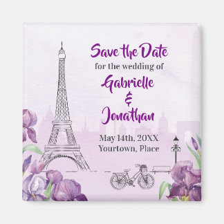Aimant Paris Purple Iris Français Enregistrer la date