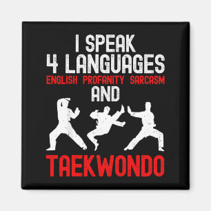 Aimant Parler 4 Langues et Taekwondo - Arts Martiaux