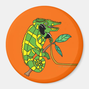 Aimant Parler mignon vert et jaune de caméléon de bande