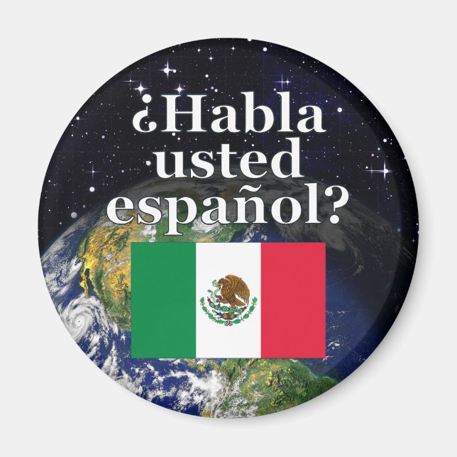 Aimant Parles-tu espagnol ? en espagnol. Drapeau et Terre (Devant)