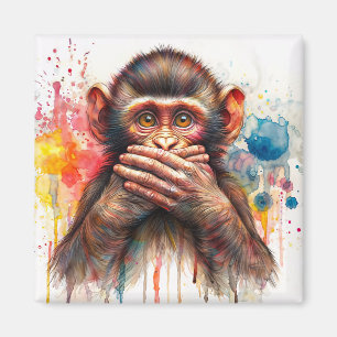 Aimant Parlez Pas De Singe Mal Vibrant Aquarelle Aquarell