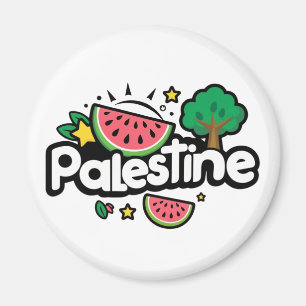 Aimant Parole palestinienne mignonne entourée de pastèque