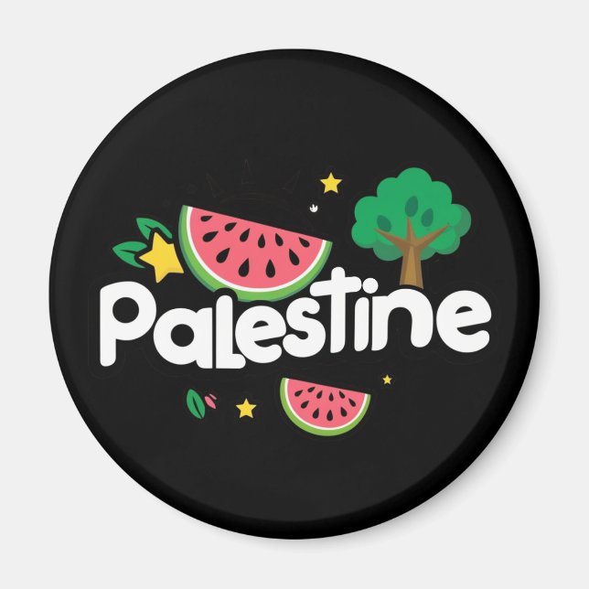 Aimant Parole palestinienne mignonne entourée de pastèque (Devant)