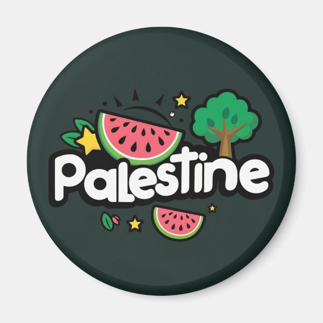 Aimant Parole palestinienne mignonne entourée de pastèque (Devant)