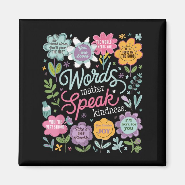 Aimant Paroles de gentillesse florale insrational positiv (Devant)