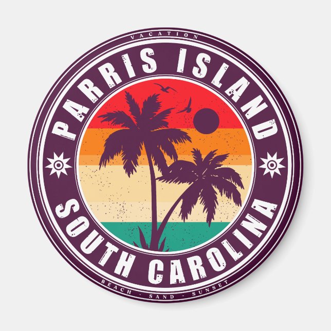 Aimant Parris Island Caroline du Sud Vintage 60s Souvenir (Devant)