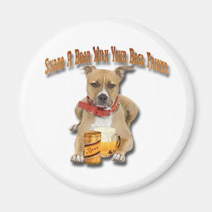 Aimant Partagez une bière avec le Staffordshire Terrier