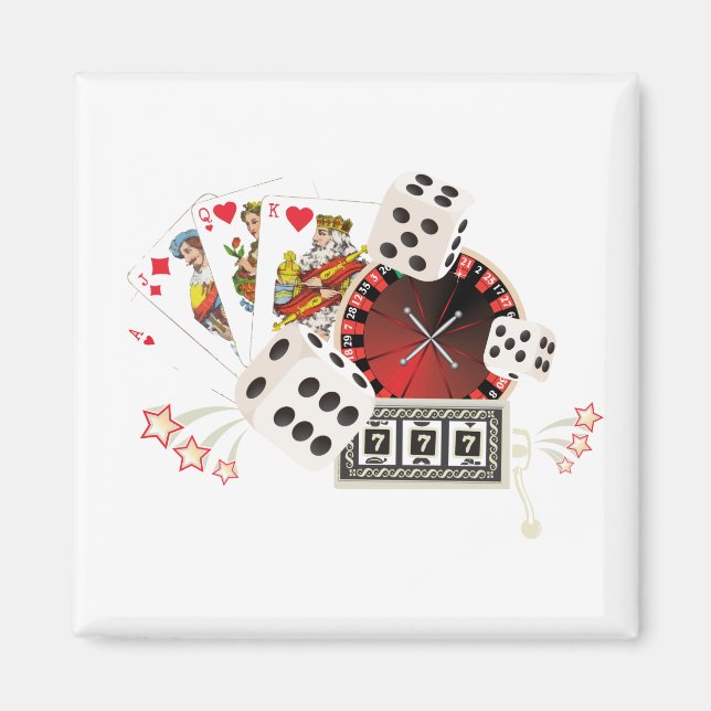 Aimant partie casino, poker vintage (Devant)
