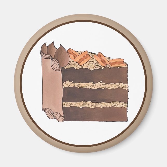 Aimant Partie de gâteau au chocolat allemand Pièce de fêt (Devant)