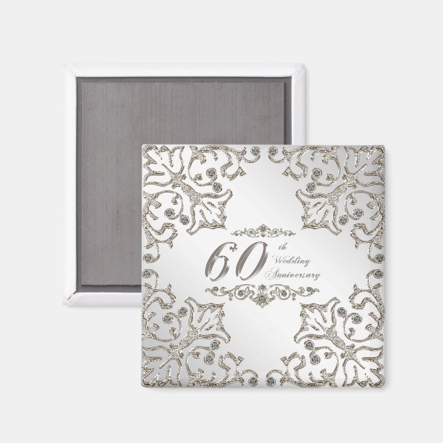 Aimant Parties scintillant 60e Anniversaire du Mariage de (Recto/Verso)