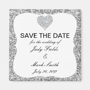 Aimant Parties scintillant Argent Diamond Coeur Économise