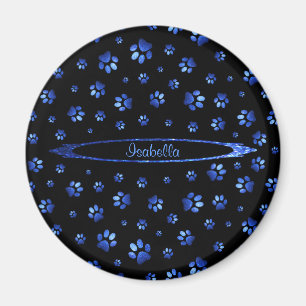 Aimant Parties scintillant bleue chien patte motif Monogr