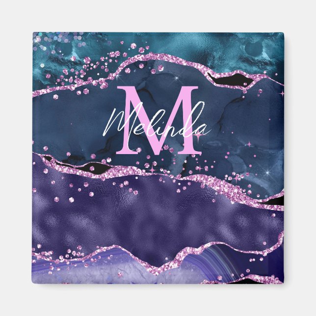 Aimant Parties scintillant bleue et violet marine Agate m (Devant)