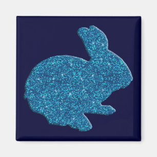Aimant Parties scintillant bleue Silhouette Lapin de Pâqu