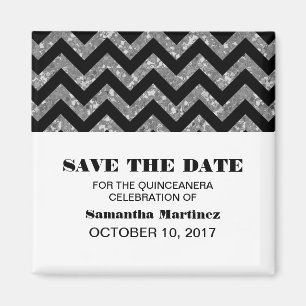 Aimant Parties scintillant Chevron Argent Quinceañera Mag