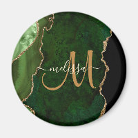 Parties scintillant d'or vert chic Agate Monogramm