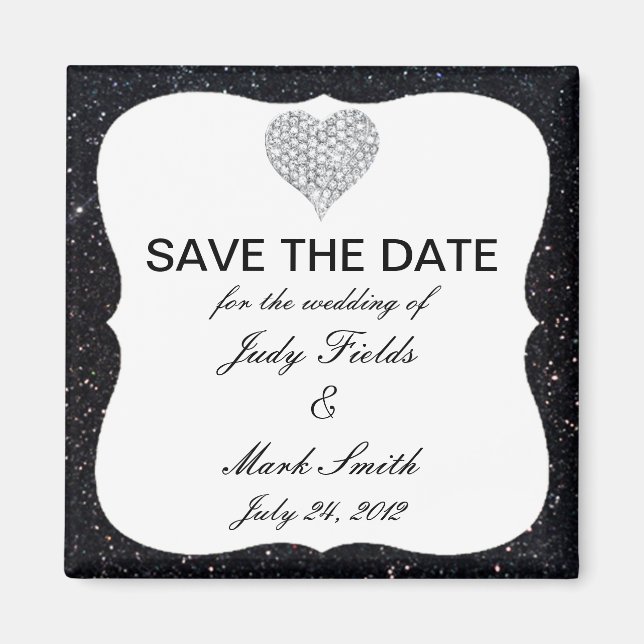 Aimant Parties scintillant Noire Coeur Diamond Enregistre (Devant)