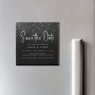 Aimant Parties scintillant noire moderne Mariage chic Enr
