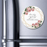 Aimant Parties scintillant or rose Floral Wed Elegant<br><div class="desc">Aimant mariage. Le design est doté d'un élégant motif géométrique de parties scintillant en faux or. Recouvert de roses roses d'aquarelle et de feuillage verdoyant sur deux coins. Personnalisez ce modèle pour ajouter vos informations. Cliquez pour customiser plus loin pour apporter d'autres modifications. Tout est personnalisable. Vous avez besoin de...</div>