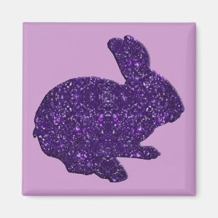 Aimant Parties scintillant violet Silhouette Lapin de Pâq