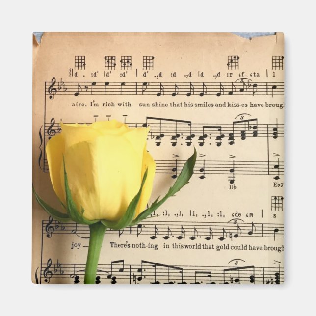 Aimant Partition Rose jaune (Devant)