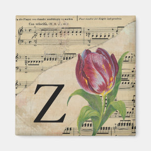 Aimant Partition violette Musique Monogramme initial Z