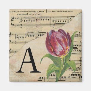 Aimant Partition violette Tulip Musique Monogramme initia
