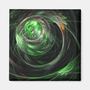 Aimant Partout dans le monde Vert Abstrait Art Carré Magn