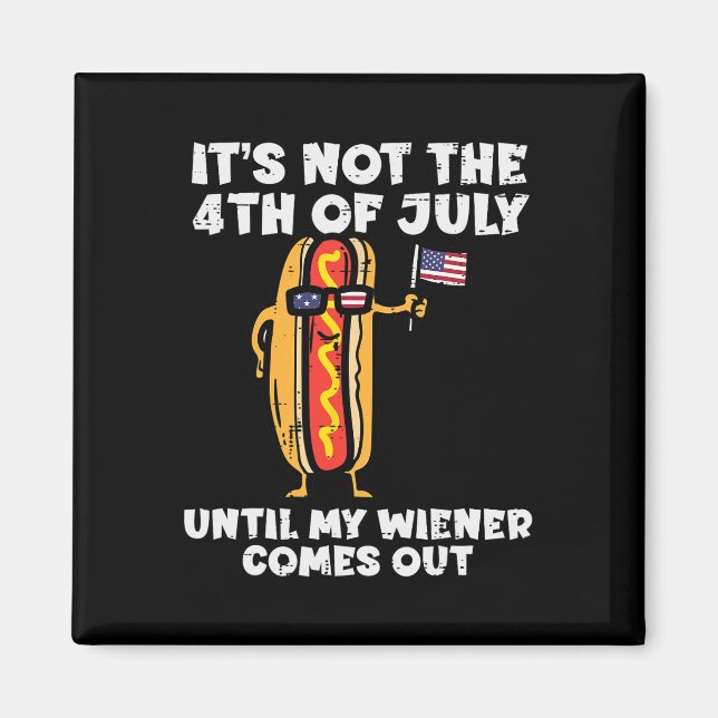 Aimant Pas 4 juillet Wiener Hotdog American Flag Patrioti (Devant)