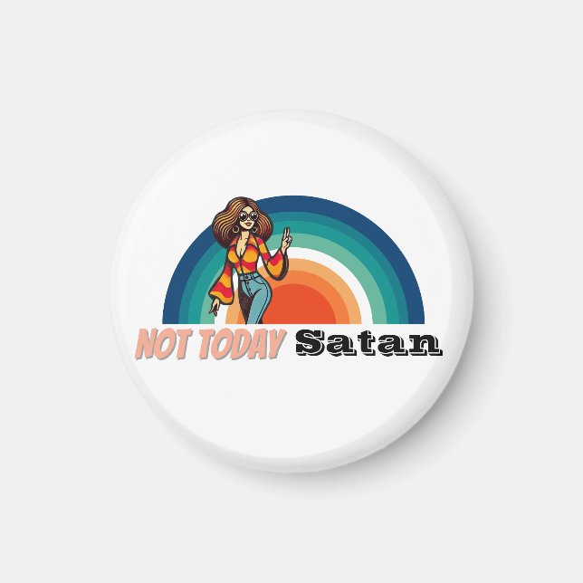 Aimant Pas aujourd'hui Satan Retro (Devant)