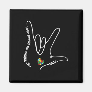 Aimant Pas besoin de mots Asl Puzzle Pièce Coeur Autisme