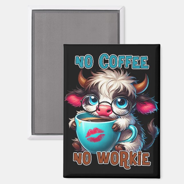 Aimant Pas de café, pas de travail  (Recto/Verso)