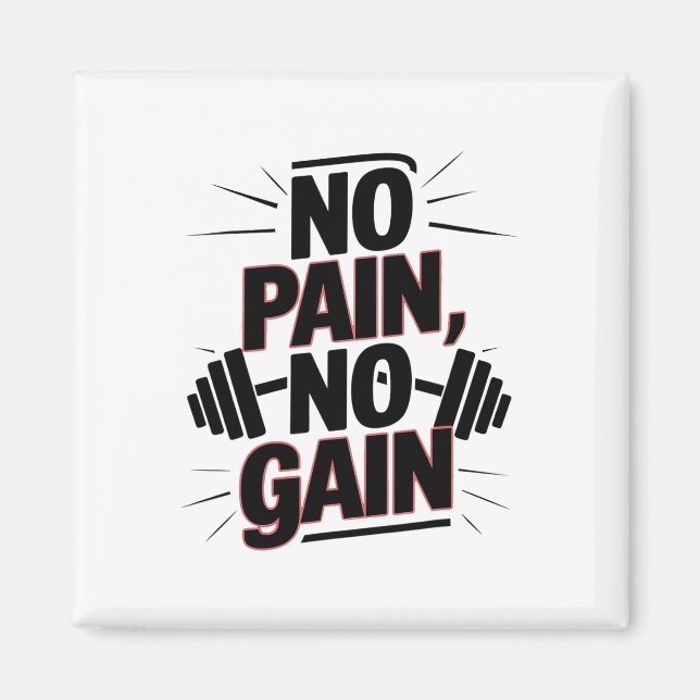 Aimant Pas de douleur, pas de gain, motivation pour le gy (Devant)