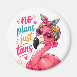 Aimant Pas de projets, juste des bronzages - Flamant rose