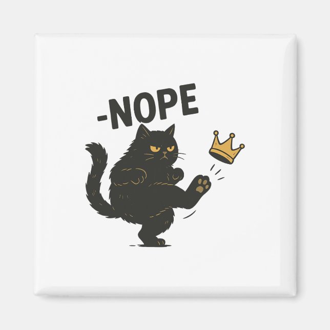 Aimant Pas De Rois En Amérique Chat Noir Drôle Chat Kicki (Devant)