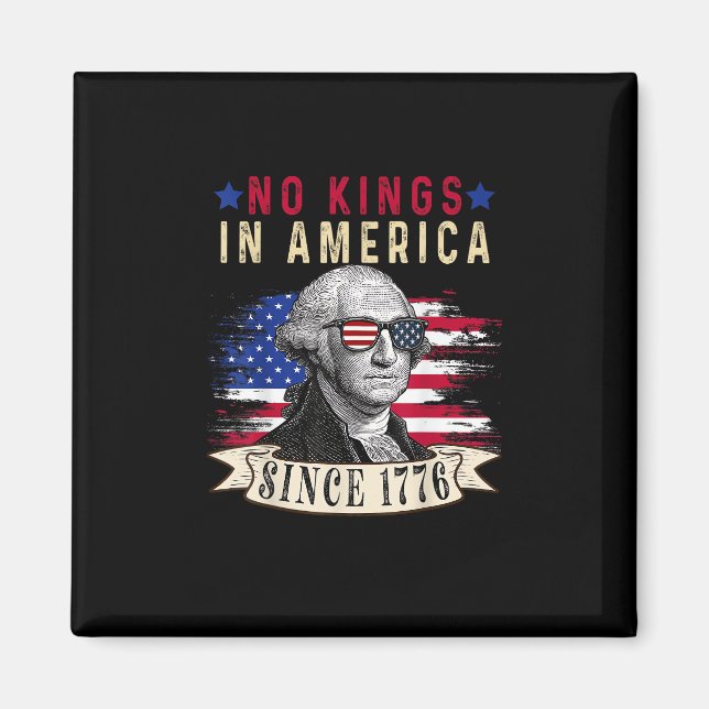 Aimant Pas de rois en Amérique Drapeau USA Rétro Style Co (Devant)