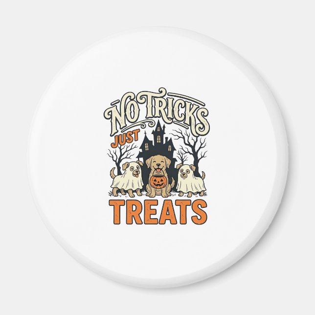 Aimant Pas de tours juste des friandises Halloween Chien  (Devant)