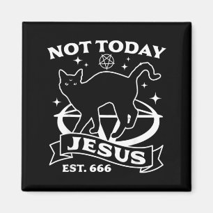 Aimant Pas Jésus - Chat Noir Satanique Diable Halloween G
