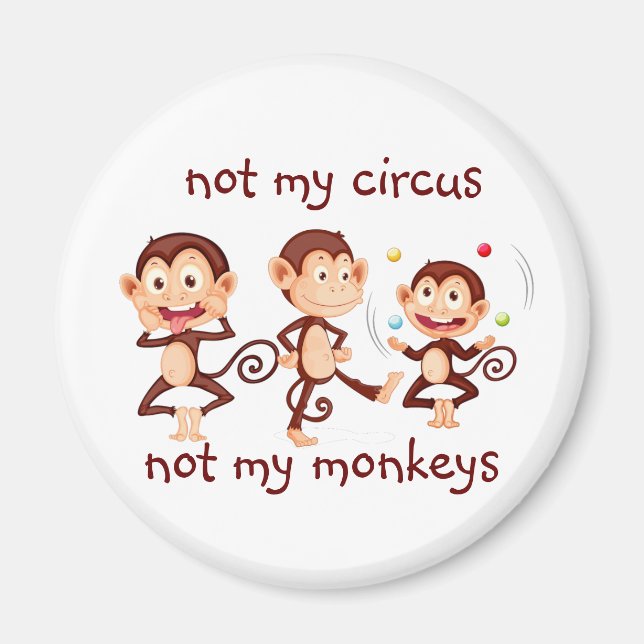 Aimant Pas mes singes Pas mon Cirque Citation Inspirante (Devant)