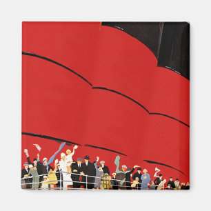 Aimant Passagers de bateaux de croisière vintages saluant