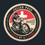 Aimant Passe Julier | Suisse | Motorcycle<br><div class="desc">Julier Pass fait dans un emblème de style vintage et en détresse. C'est un célèbre col de haute montagne que l'on trouve en Suisse.</div>