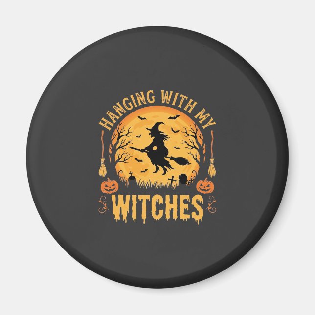 Aimant Passer l'Halloween avec mes sorcières (2) (Devant)