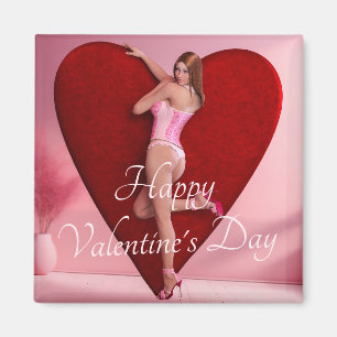 Aimant Passionnée Saint Valentin fille dans un corse
