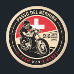 Aimant Passo del Bernina | Suisse | Motorcycle<br><div class="desc">Passo del Bernina fait dans un emblème vintage et en détresse. Il s'agit d'un fameux col de montagne situé le long des Alpes en Suisse.</div>