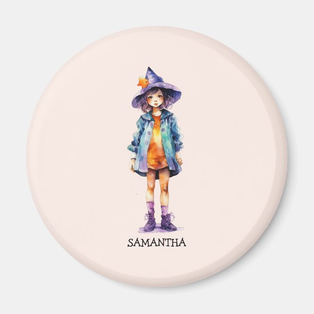 Aimant Pastel Cute Witch Girl Halloween esthétique (Devant)