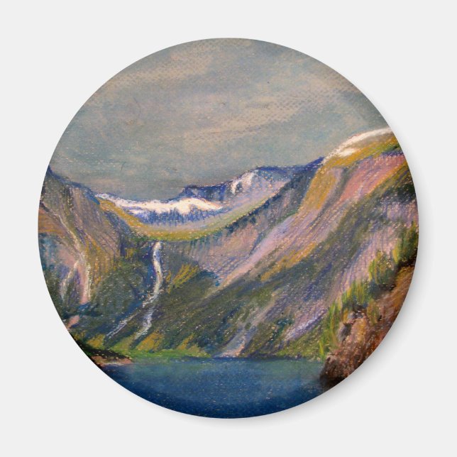 Aimant pastel d'huile de fjord norvégien (Devant)